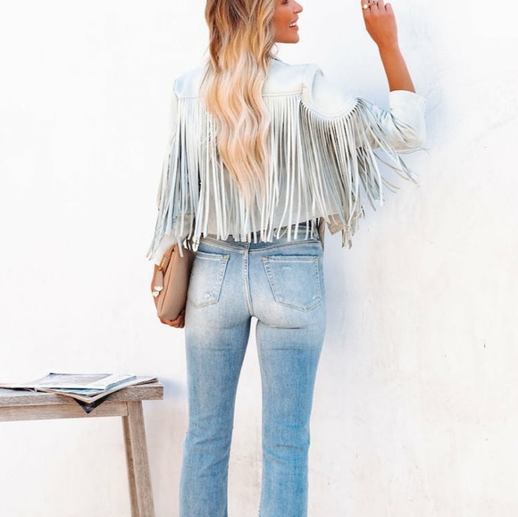 Vici Walford Fringe Faux Suede Crop Jacket - Picture 2 of 8